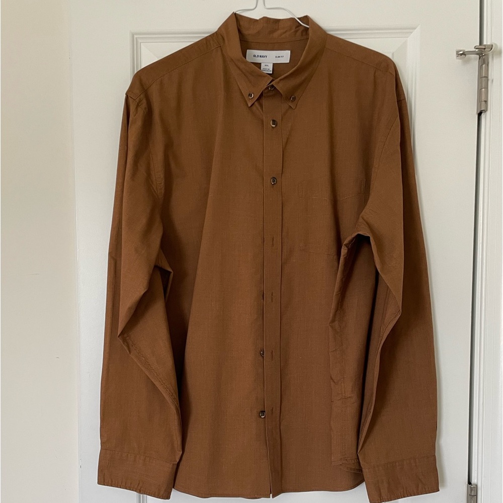 Old Navy Slim-fit Beautiful Coffee Brown Long Sleeve Shirt Sz: XXL Dressy/Casual